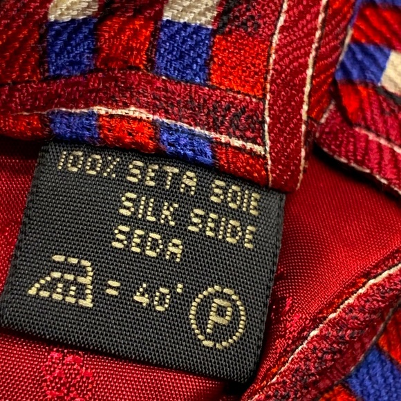 ERMENEGILDO ZEGNA SILK TIE, EUC, Red/Blue/White Pattern - Picture 5 of 12